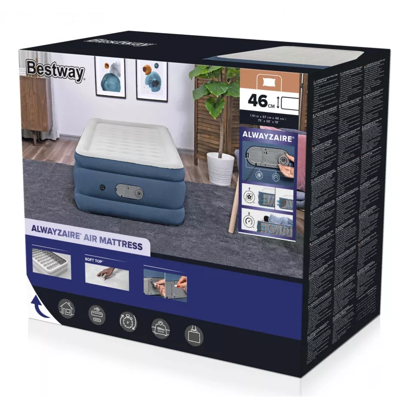 Bestway AlwayzAire dviguba pripučiama lova su įmontuotu dvigubu siurbliu 1,91 m x 97 cm x 46 cm