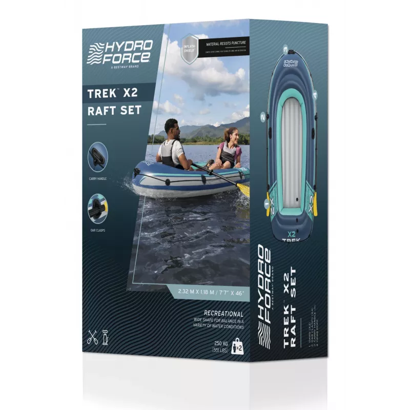 Bestway Hydro Force Trek X2 pripučiamas 2 asmenų plaustų rinkinys 2,32 m