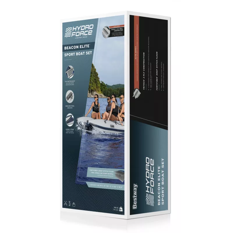 Bestway Hydro Force Beacon Elite 5 asmenų pripučiama sportinė valtis, rinkinys 3,35 m