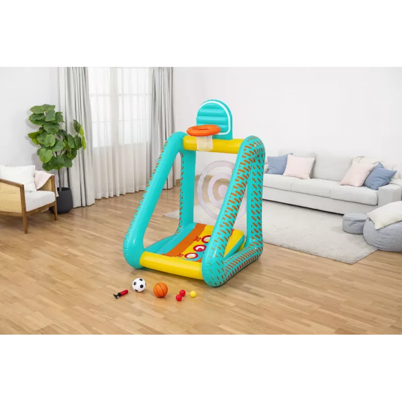 Bestway Perfect Aim 3-in-1 pripučiamas kiemo žaidimas, pripučiamas žaidimų centras, 5 m., polivinilchloridas (PVC), įvairiaspalvis