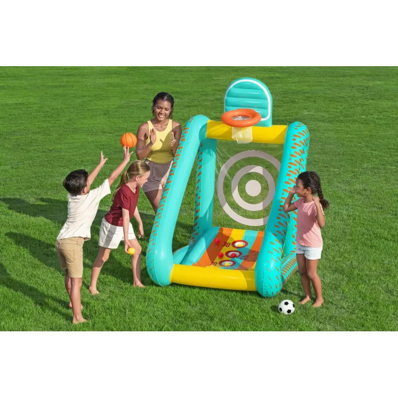 Bestway Perfect Aim 3-in-1 pripučiamas kiemo žaidimas, pripučiamas žaidimų centras, 5 m., polivinilchloridas (PVC), įvairiaspalvis