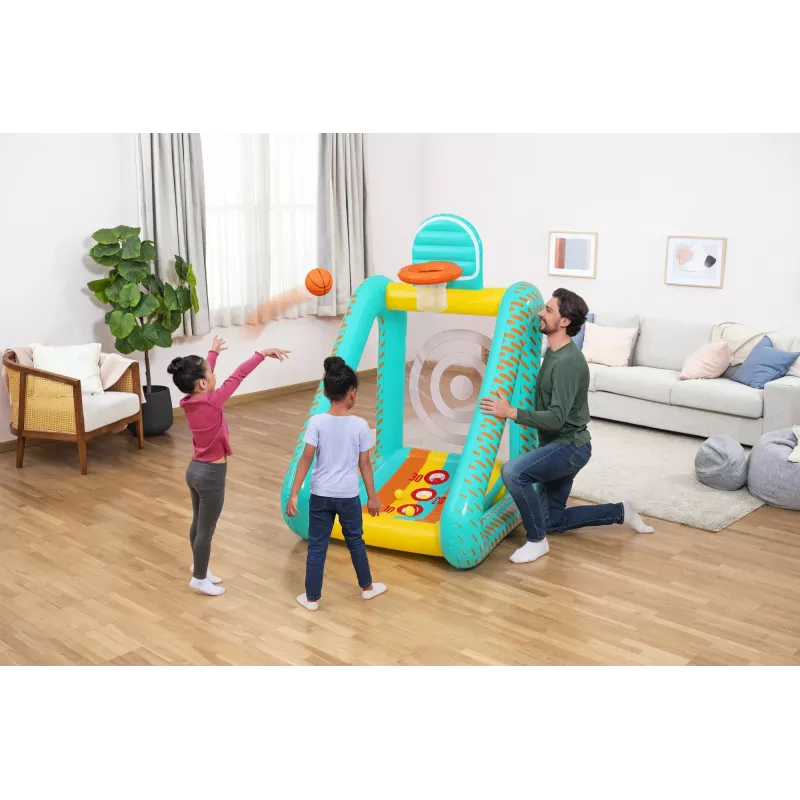 Bestway Perfect Aim 3-in-1 pripučiamas kiemo žaidimas, pripučiamas žaidimų centras, 5 m., polivinilchloridas (PVC), įvairiaspalvis