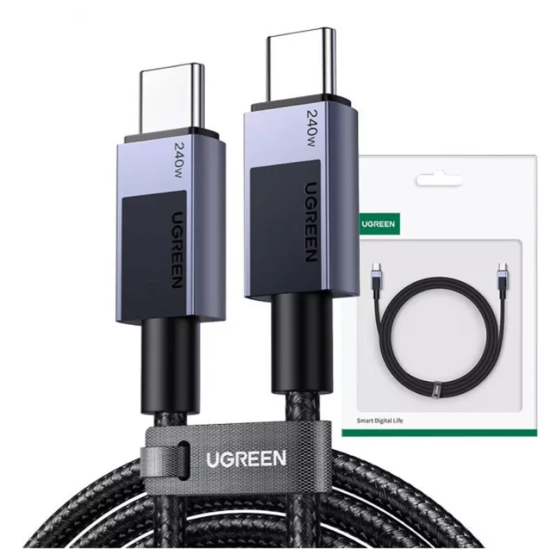 Ugreen 45068 USB laidas 2 m USB C 0,48 Gbit/s 240 W Juoda, Pilka