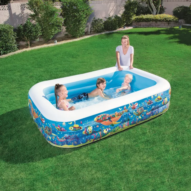 Bestway Pripučiamas šeimos žaidimų baseinas 2,29 m x 1,52 m x 56 cm, Pripučiamas baseinas, 702 L, Stačiakampis, 6 metai, Vinilas, Daugiaspalvis