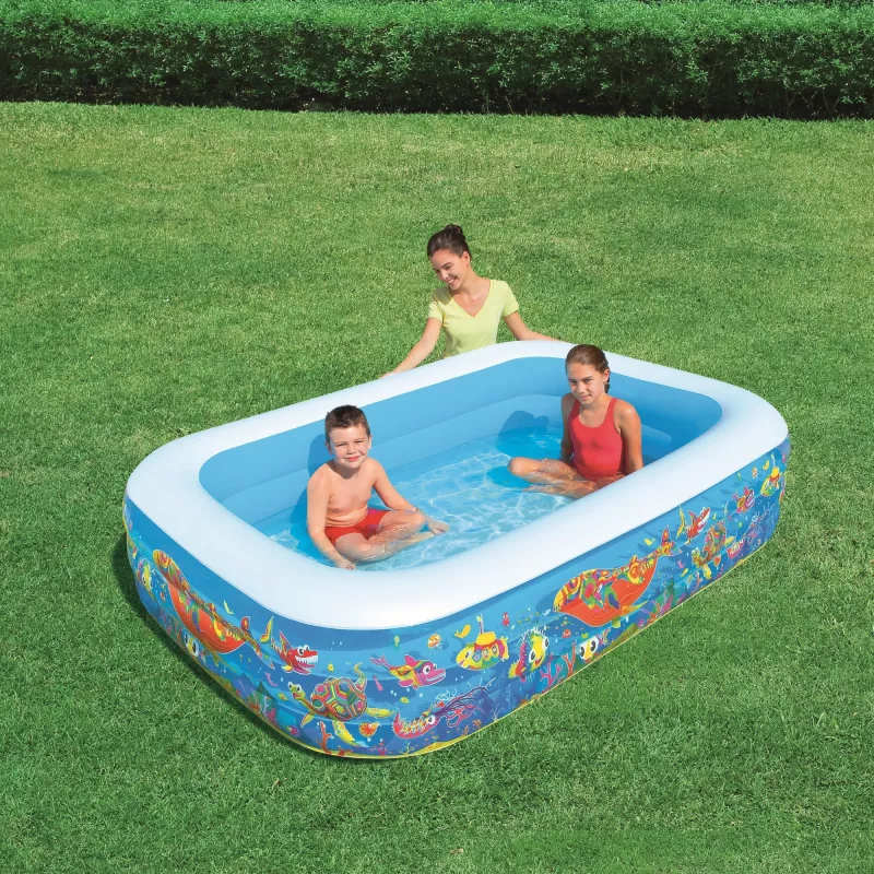 Bestway Pripučiamas šeimos žaidimų baseinas 2,29 m x 1,52 m x 56 cm, Pripučiamas baseinas, 702 L, Stačiakampis, 6 metai, Vinilas, Daugiaspalvis