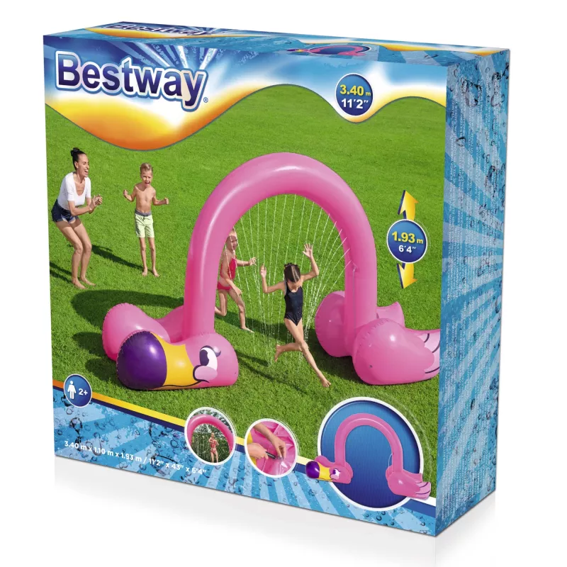 Bestway 11'2 colio x 43 colių x 6'4 colių/3,40 m x 1,10 m x 1,93 m „Jumbo Flamingo“ purkštuvas
