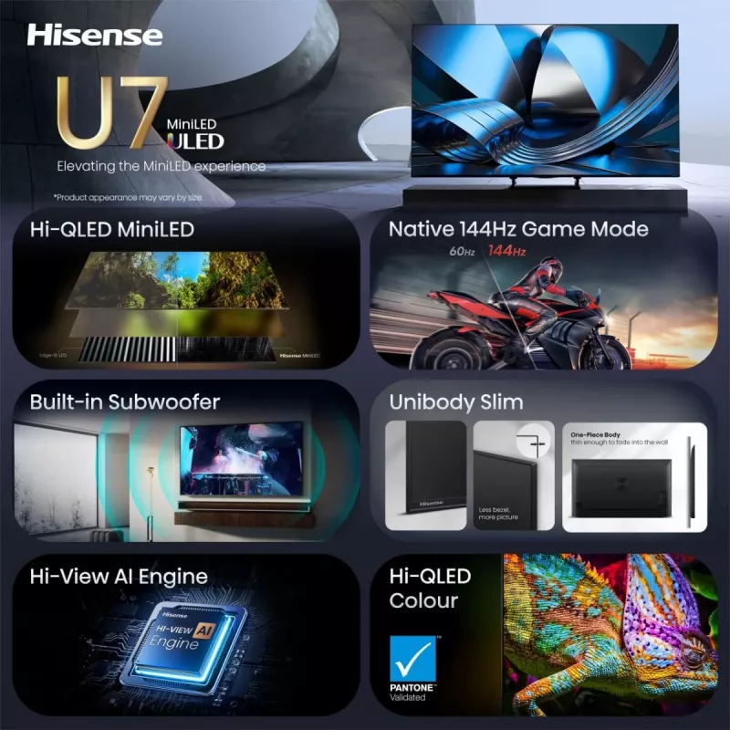 Hisense 55U7SE 55 colių ULED Mini-LED 4K Smart televizorius 20018749