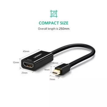 Ugreen 40360 vaizdo kabelio adapteris 0,25 m Mini DisplayPort HDMI Juoda