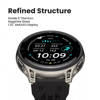 Amazfit Cheetah 2 Pro 3.35 cm (1.32 inch) AMOLED 48 mm skaitmeninis 466 x 466 pikselių jutiklinis titaninis Wi-Fi