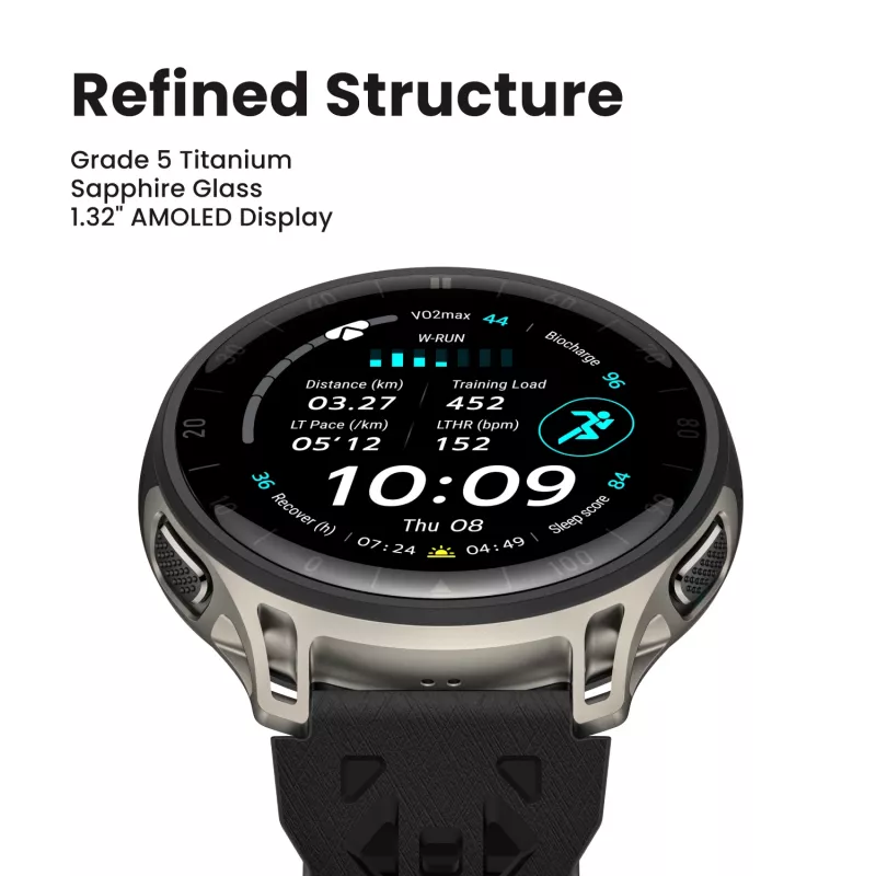 Amazfit Cheetah 2 Pro 3.35 cm (1.32 inch) AMOLED 48 mm skaitmeninis 466 x 466 pikselių jutiklinis titaninis Wi-Fi