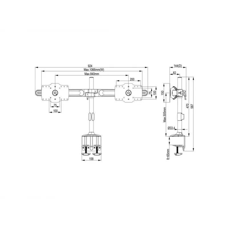 Multibrackets M VESA Desktopmount Dual Desk Clamp 24 colių-32 colių
