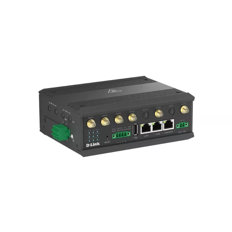 D-Link 5G IIoT tinklų sietuvas, korinio tinklo sietuvas, juodas, Gigabit Ethernet, 10,100,1000 Mbit/s, 802.11a, 802.11b, 802.11g, Wi-Fi 4 (802.11n), Wi-Fi 5 (802.11ac), 300,866 Mbit/s