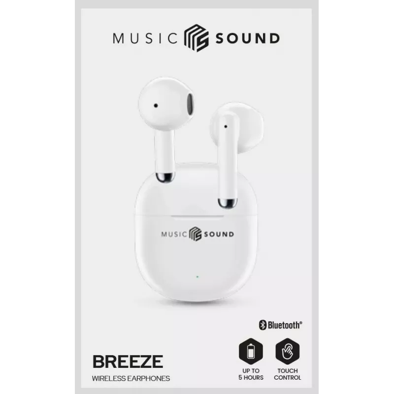 Music Sound Breeze kapsulės stiliaus Bluetooth ausinės su spalvotu dėklu