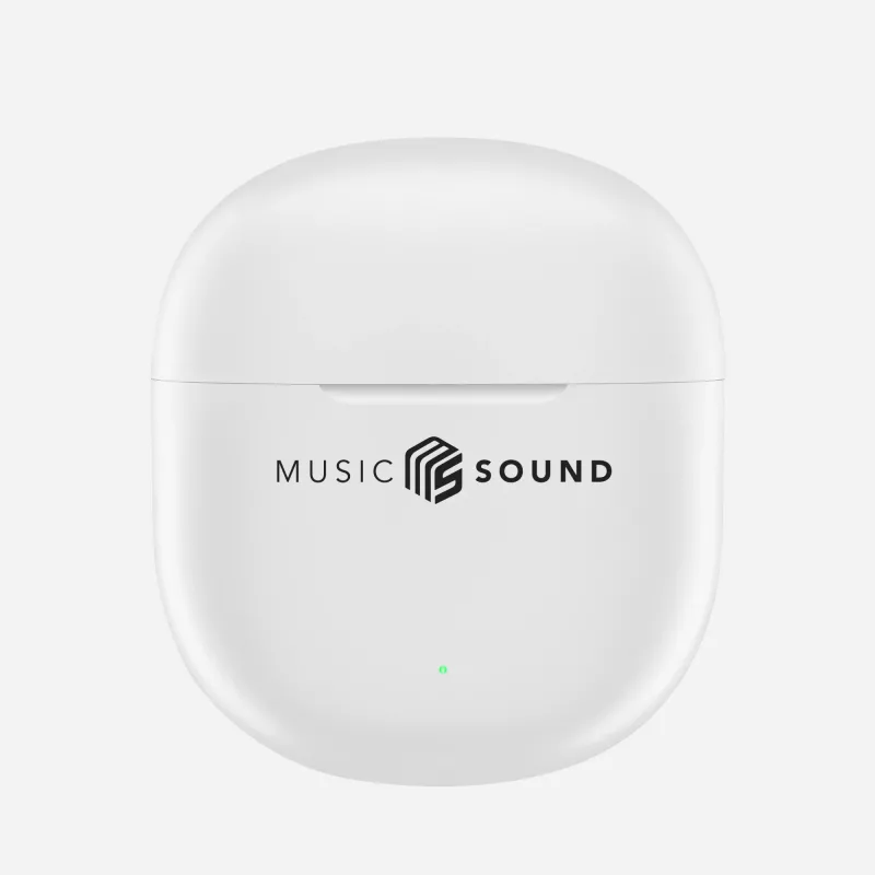 Music Sound Breeze kapsulės stiliaus Bluetooth ausinės su spalvotu dėklu