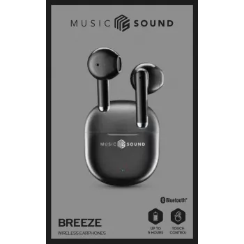 Music Sound Breeze kapsulės stiliaus Bluetooth ausinės su spalvotu dėklu