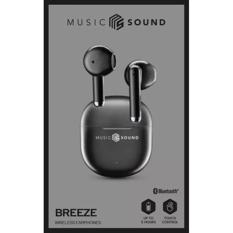 Music Sound Breeze kapsulės stiliaus Bluetooth ausinės su spalvotu dėklu