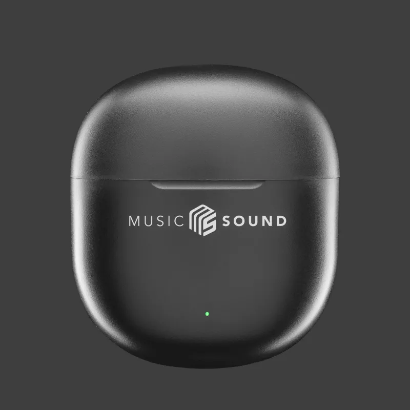 Music Sound Breeze kapsulės stiliaus Bluetooth ausinės su spalvotu dėklu