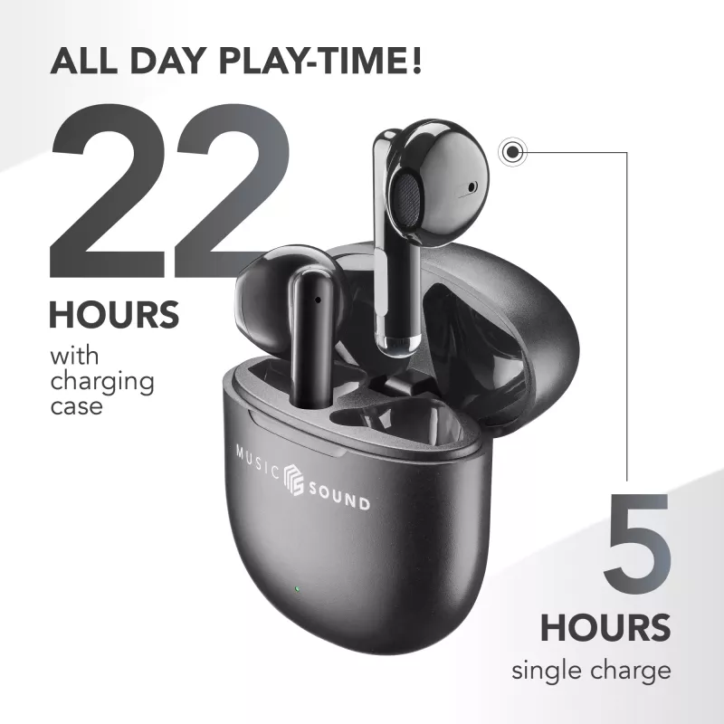 Music Sound Breeze kapsulės stiliaus Bluetooth ausinės su spalvotu dėklu