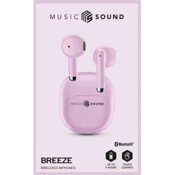 Music Sound Breeze kapsulės stiliaus Bluetooth ausinės su spalvotu dėklu