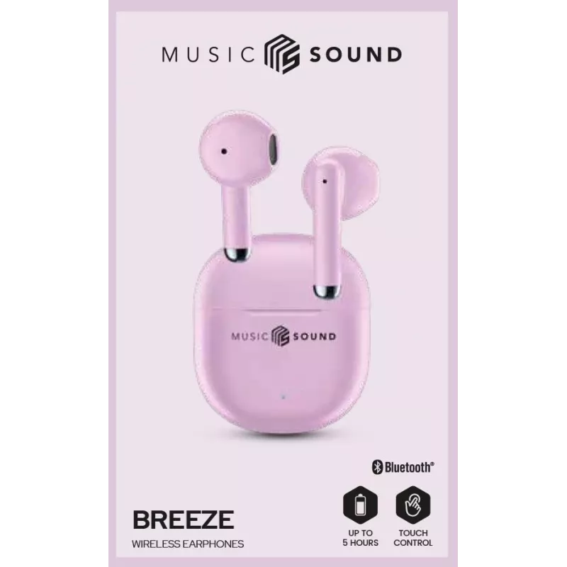 Music Sound Breeze kapsulės stiliaus Bluetooth ausinės su spalvotu dėklu