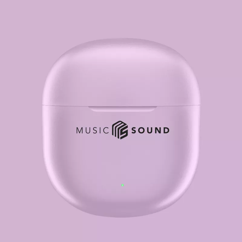 Music Sound Breeze kapsulės stiliaus Bluetooth ausinės su spalvotu dėklu