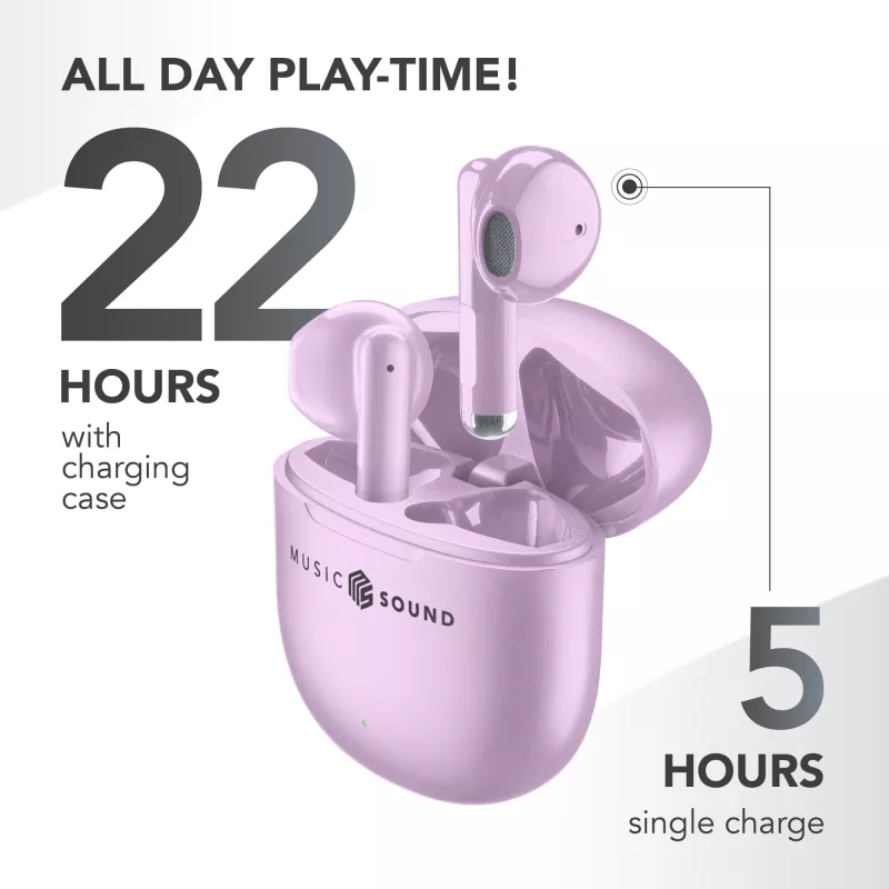 Music Sound Breeze kapsulės stiliaus Bluetooth ausinės su spalvotu dėklu