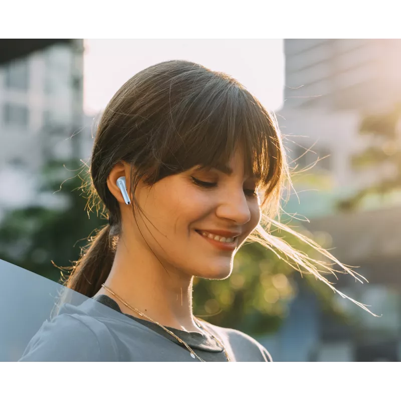 „Music Sound Breeze“ kapsulės stiliaus Bluetooth ausinės su spalvotu dėklu