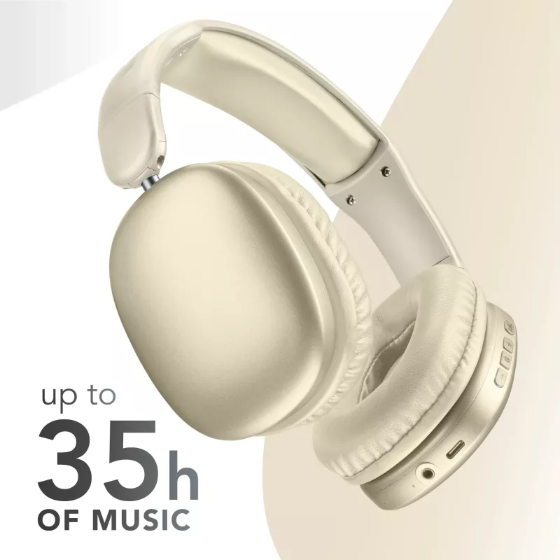 Music Sound MAXI3 MAXI3 belaidės ant ausų uždedamos ausinės su aktyviu triukšmo slopinimu: įtraukiantis ir blaškymosi netrikdomas klausymosi potyris, baterijos veikimo laikas iki 35 valandų. Šiuolaikiškas dizainas, komfortas, stilius ir galingas, revoliucinis garsas.