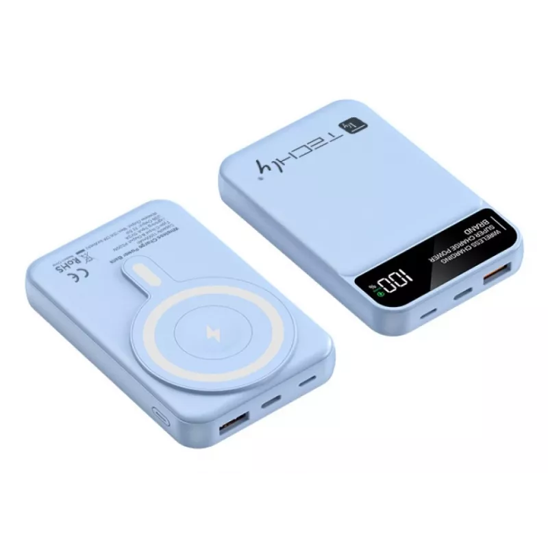 Techly I-CHARGE-10LCDBL išorinė baterija Ličio polimero (LiPo) 10000 mAh Belaidis įkrovimas Mėlyna