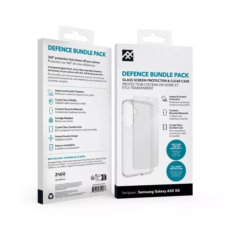 IFROGZ Defence Glass (Bundle) mobiliojo telefono dėklas 16,8 cm (6,6 col.) Užvalkalas Skaidrus