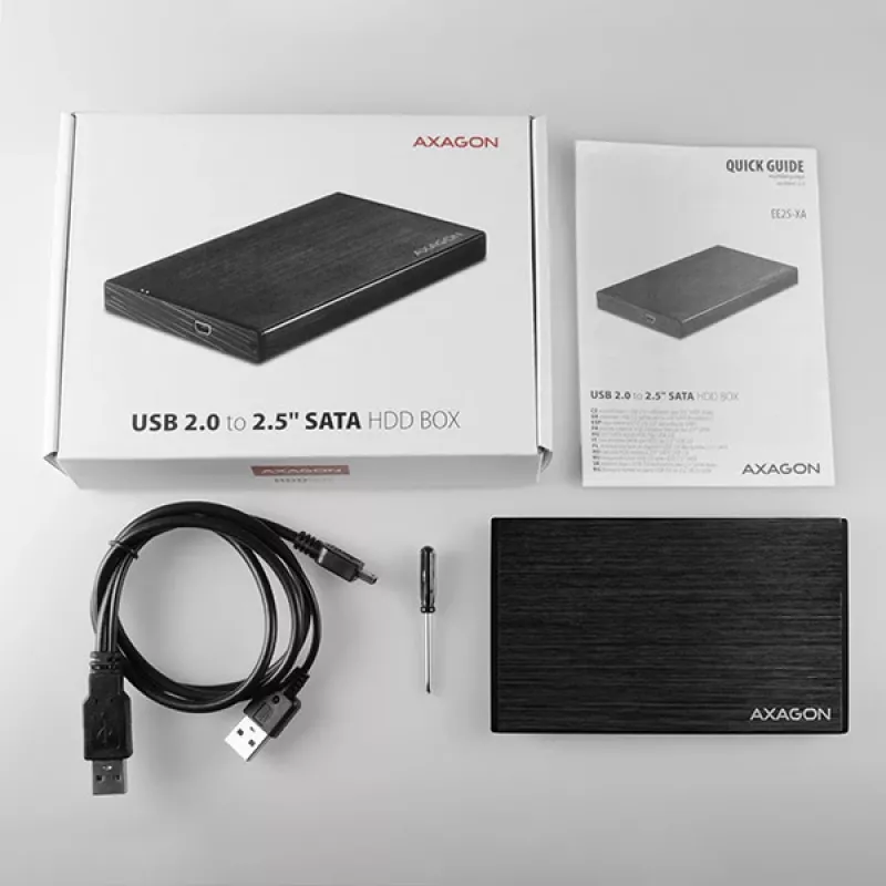 Axagon EE25-XA saugojimo diskų dėklas HDD/SSD dėklas Juoda 2,5 colio