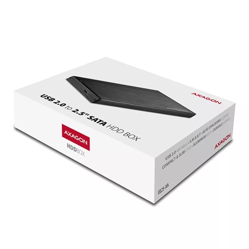Axagon EE25-XA saugojimo diskų dėklas HDD/SSD dėklas Juoda 2,5 colio
