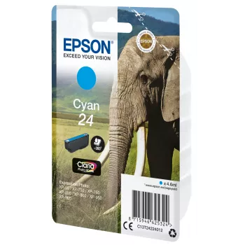 Epson Elephant vienkartinė pakuotė, žalsvai mėlyna 24 Claria Photo HD rašalo, žalsvai mėlyna, 4,6 ml, 1 vnt., 360 puslapių