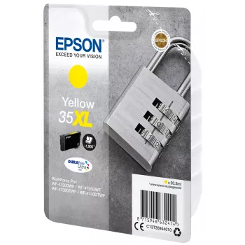 Epson Padlock vienetinė pakuotė geltona 35XL DURABrite Ultra rašalas, didelės talpos (XL), geltonas, pigmentinis rašalas, 20,3 ml, 20,3 ml, 1 vnt.