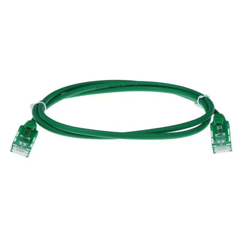 ACT Green 10 metrų LSZH U/UTP CAT6 duomenų centro plonas komutacinis kabelis su apsauga nuo užkliuvimo ir RJ45 jungtimis