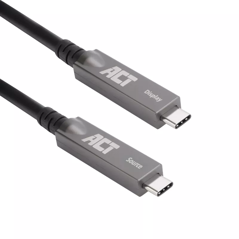 ACT USB-C 3.2 Gen2 aktyvus optinis kabelis (AOC), jutikliniams ekranams, vaizdui, duomenims, maitinimui, 7,5 m