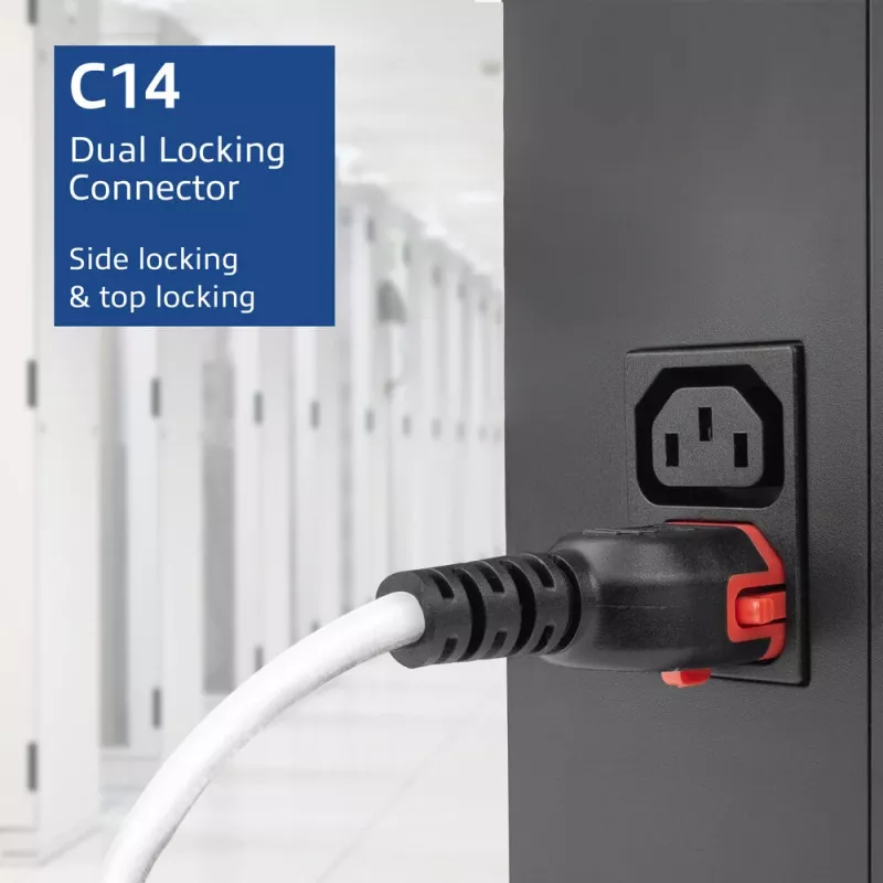 ACT maitinimo laidas C14 IEC Lock+ Dual Locking - C15 IEC Lock+ baltas 2 m, PC3875
