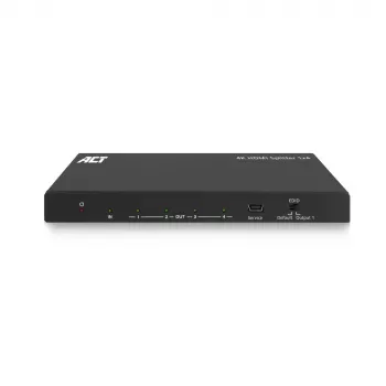 ACT 4K HDMI skirstytuvas, 1 į 4, EDID palaikymas, HDMI, 4x HDMI, 3840 x 2160 pikseliai, juoda, 4K Ultra HD, 10,2 Gbit/s