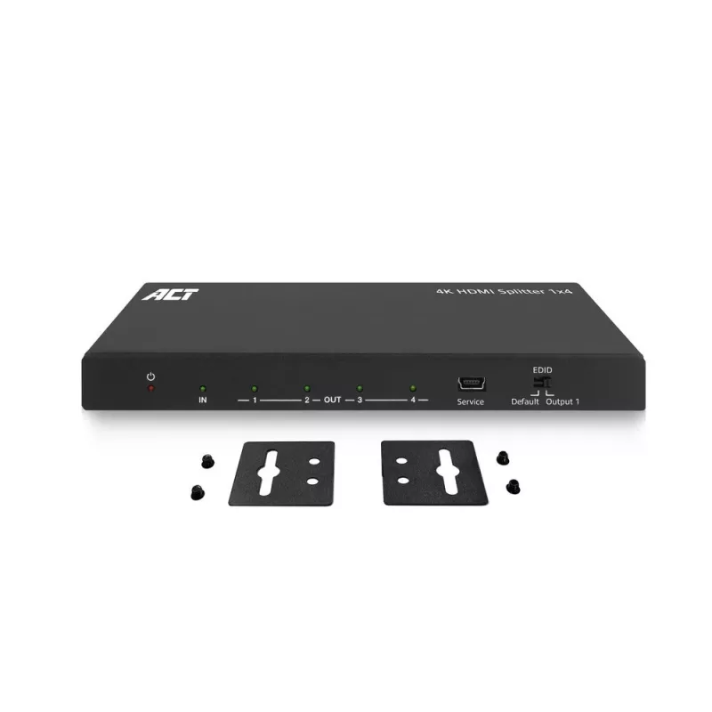 ACT 4K HDMI skirstytuvas, 1 į 4, EDID palaikymas, HDMI, 4x HDMI, 3840 x 2160 pikseliai, juoda, 4K Ultra HD, 10,2 Gbit/s