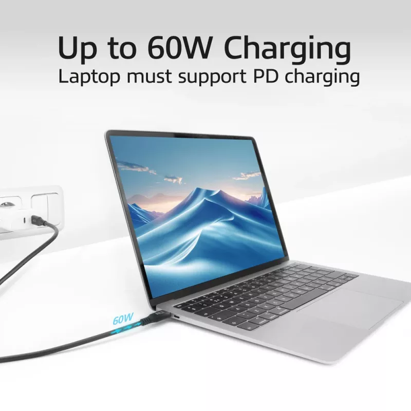 ACT USB 3.0 10Gbps 60W USB Type-C laidas, 1 metras, 1 m, USB C, USB C, USB 3.2 Gen 2 (3.1 Gen 2), 10 Gbit/s, juodas