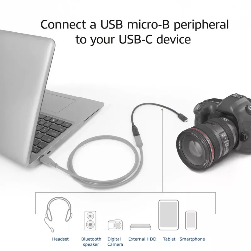 ACT USB Type-C lizdas į USB micro B 2.0 kištuką adapterio laidas 0,2 m