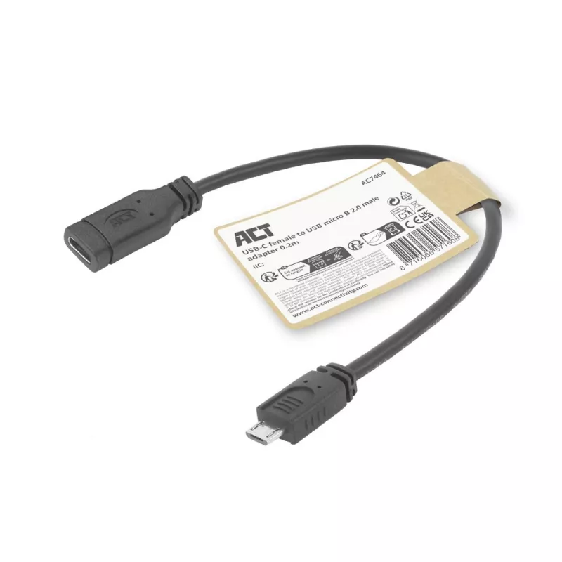 ACT USB Type-C lizdas į USB micro B 2.0 kištuką adapterio laidas 0,2 m
