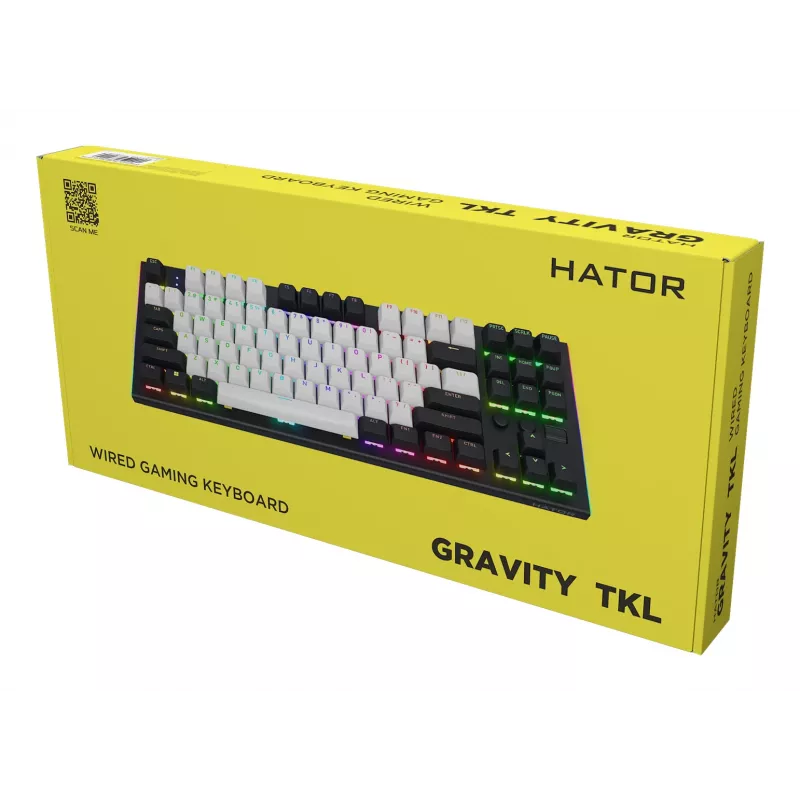 HATOR Gravity TKL klaviatūra Žaidimų USB QWERTY JAV anglų Juoda