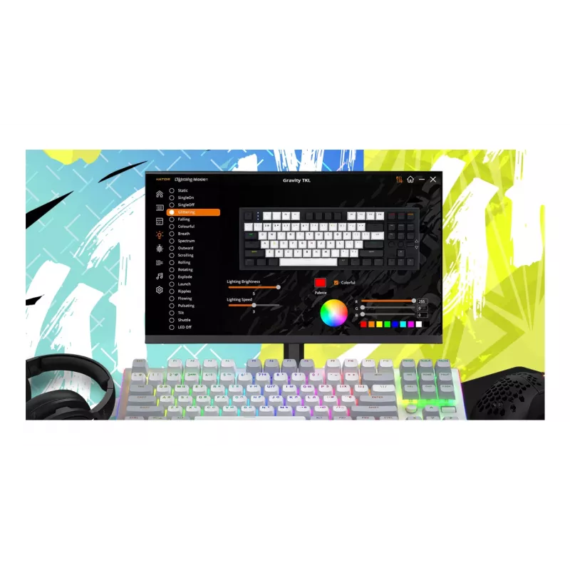HATOR Gravity TKL klaviatūra Žaidimų USB QWERTY JAV anglų Juoda