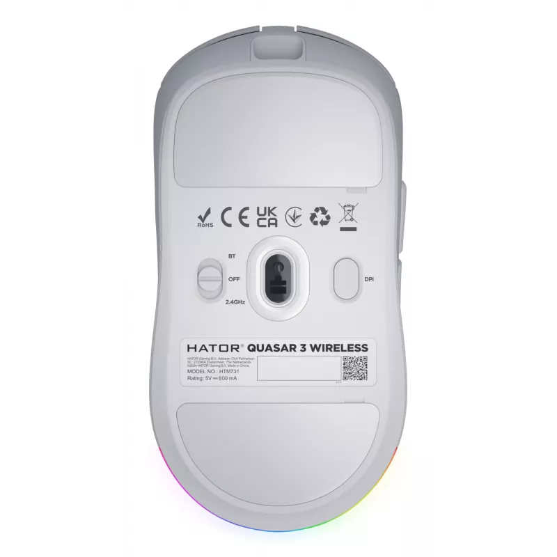 HATOR Quasar 3 Wireless pelė Žaidimų Abiem rankoms tinkama RF belaidė + Bluetooth + USB Type-A Optinė 12000 DPI
