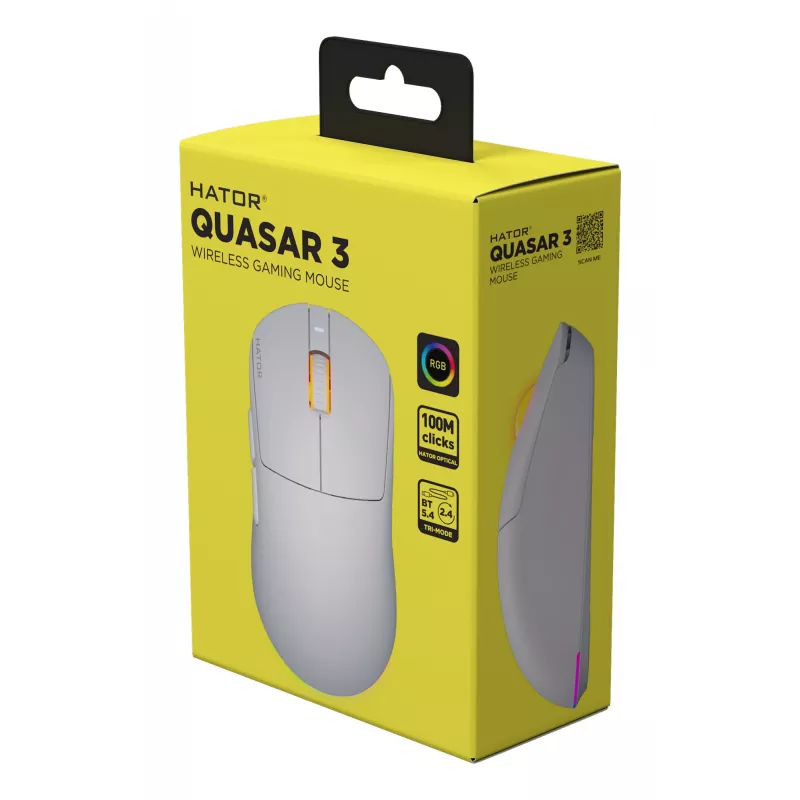 HATOR Quasar 3 Wireless pelė Žaidimų Abiem rankoms tinkama RF belaidė + Bluetooth + USB Type-A Optinė 12000 DPI