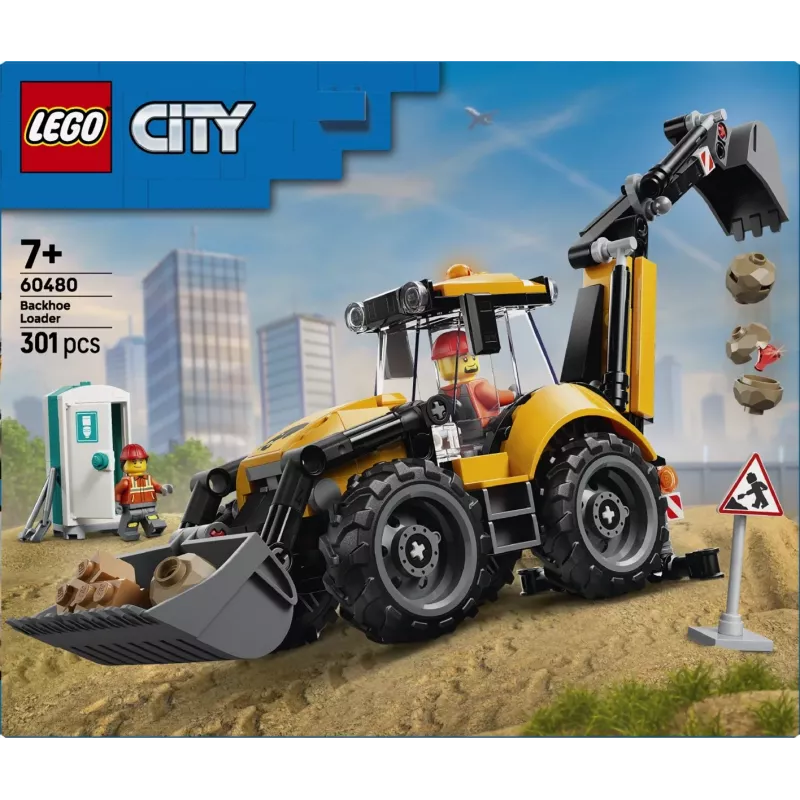 LEGO City 60480 Geltonas ekskavatorius-krautuvas (301 d.)