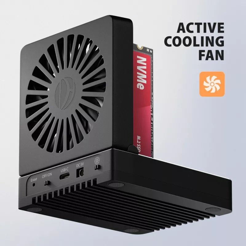 AXAGON ADSA-M2C44 USB4 40Gbps 4-Bay M.2 NVMe SSD Docking Station su neprisijungus veikiančia klonavimo funkcija, aliuminio korpusu, aktyviu aušinimu
