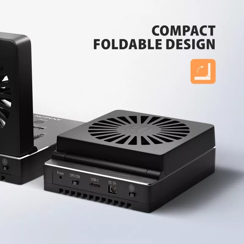 AXAGON ADSA-M2C44 USB4 40Gbps 4-Bay M.2 NVMe SSD Docking Station su neprisijungus veikiančia klonavimo funkcija, aliuminio korpusu, aktyviu aušinimu
