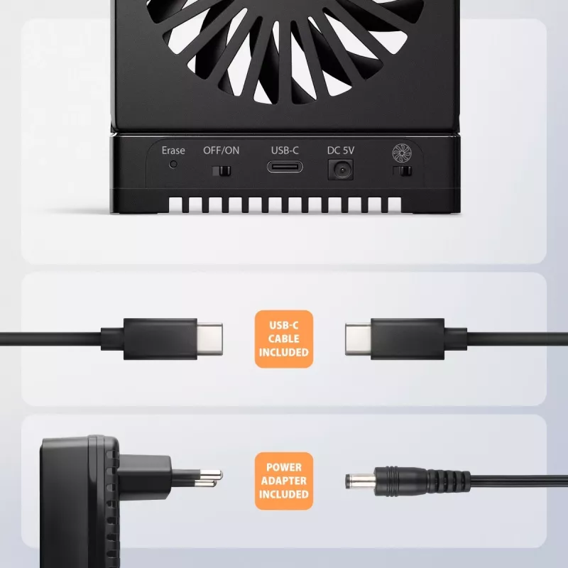 AXAGON ADSA-M2C44 USB4 40Gbps 4-Bay M.2 NVMe SSD Docking Station su neprisijungus veikiančia klonavimo funkcija, aliuminio korpusu, aktyviu aušinimu